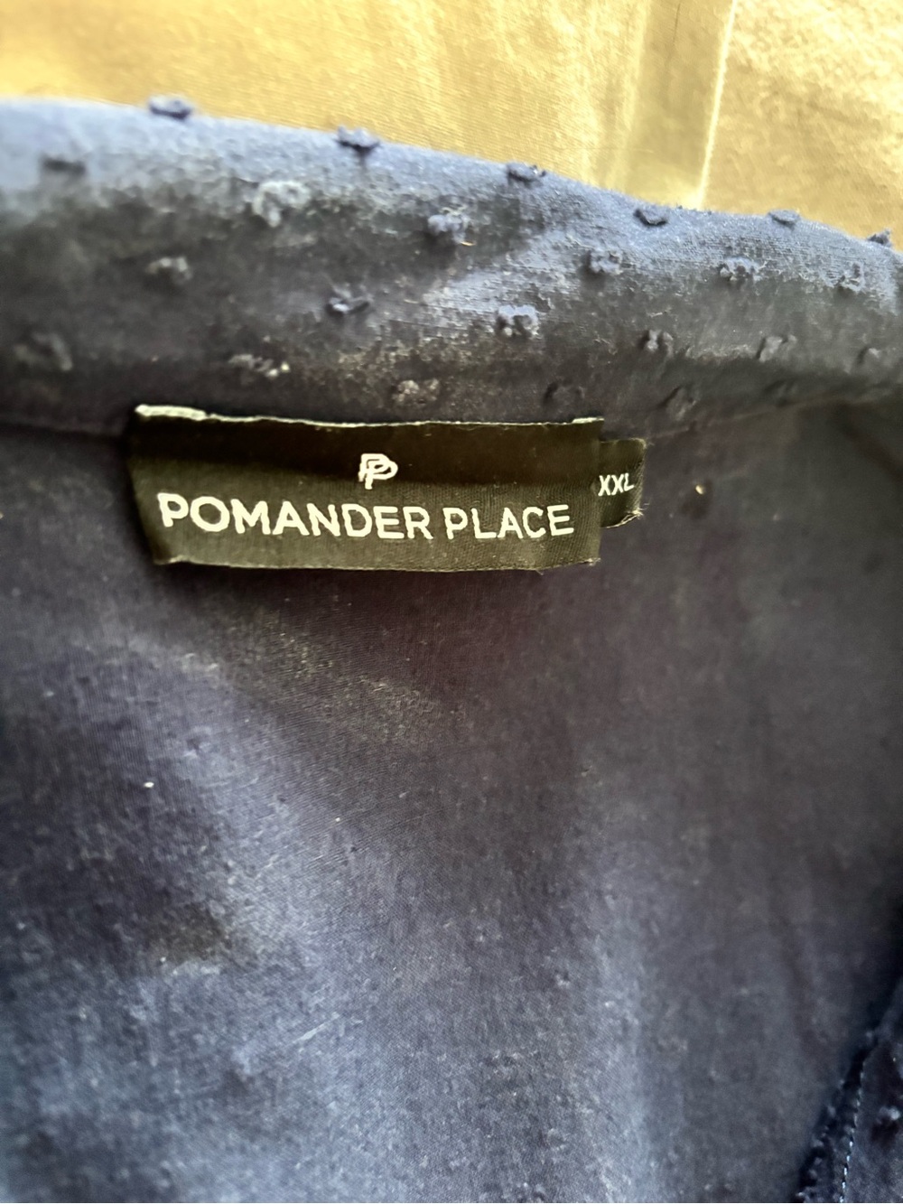 Pomander Place Navy Textured Button-Front top - Picture 5 of 5